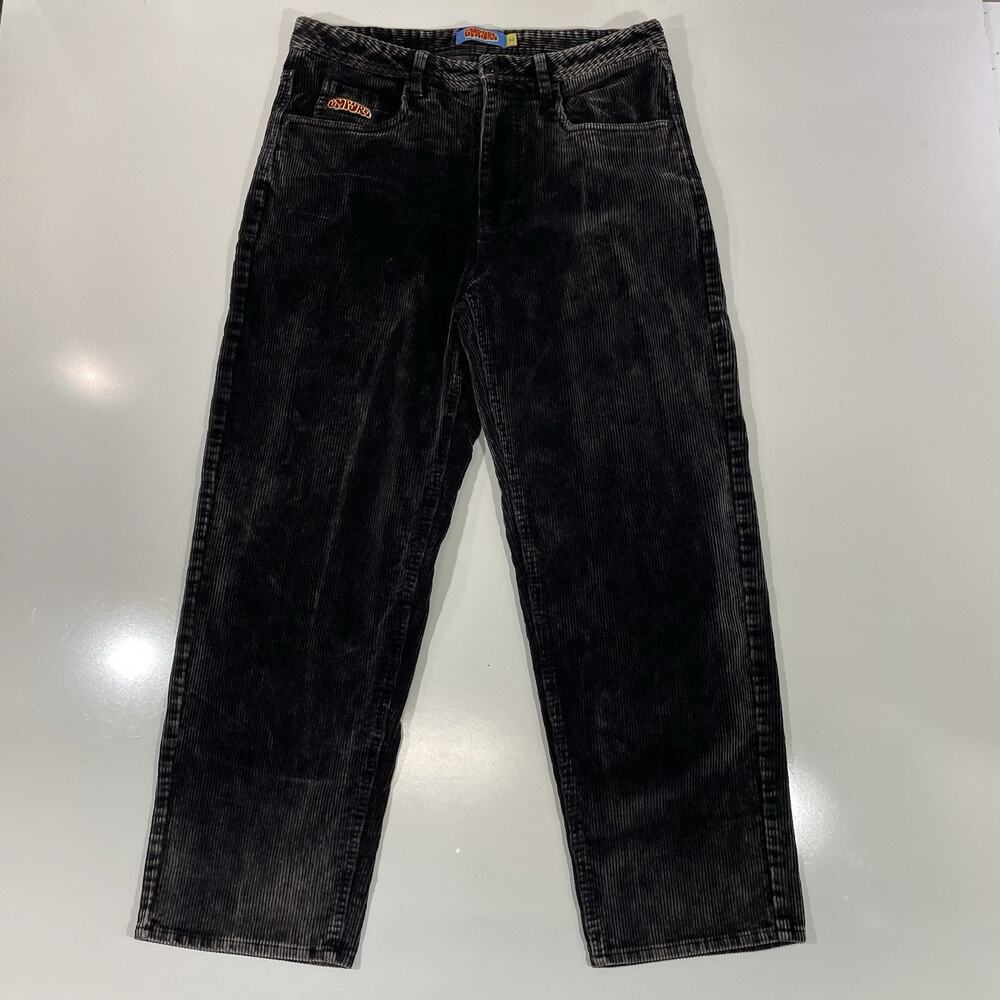 Y2K Empyre Corduroy Pants Size 33 Black/Silver Loose Baggy Skateboarding Grunge